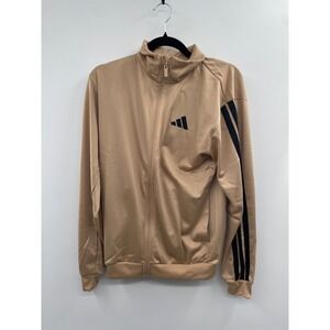 NWT Adidas 3-Stripes Tricot Track Jacket Men Small Warm Sandstone 100% Polyester